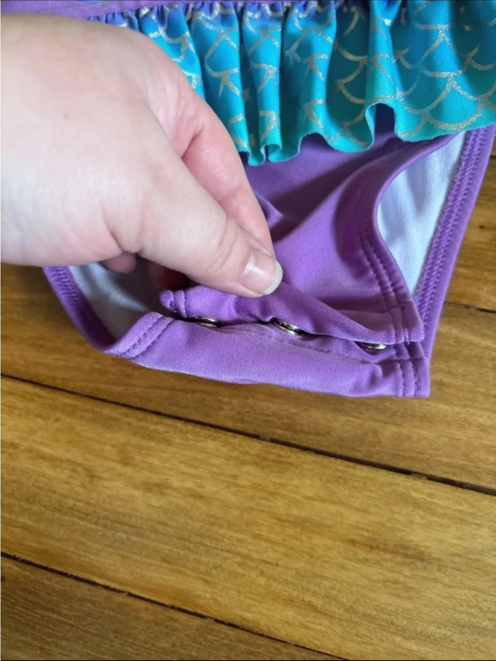 Cat & Jack Purple and Turquoise Mermaid Long-Sleeve One-Piece Swim 18M
